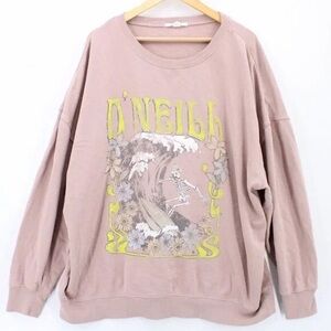 Billabong Ride In Womens Oversized Crewneck Sweatshirt Size M Skeleton Graphic